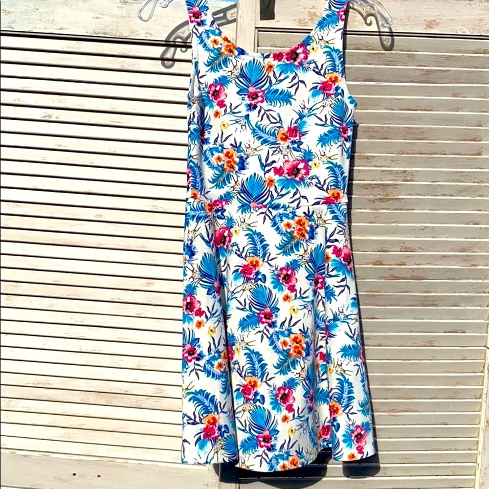 H&M Floral  Blue dress 👗 Size-4 Grils